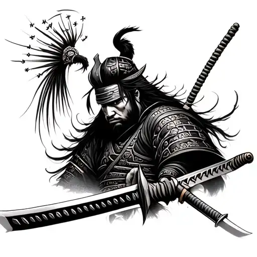 Samurai Pierced By Katana Sword
