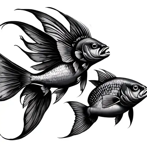 Small Fish To Large Fish With Flowing Fins To Fairy With Flowing Wings Evolution