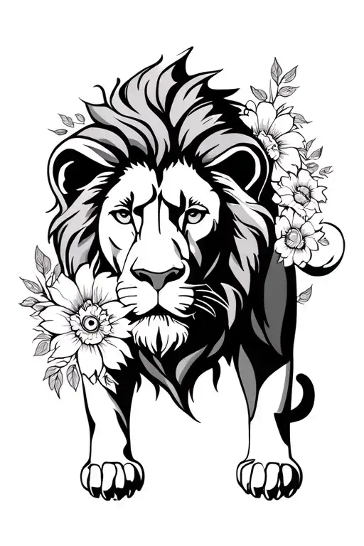 Lion With Flowers