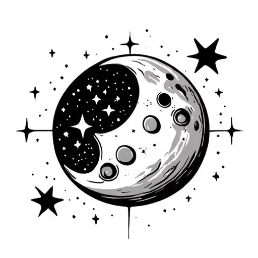 Moon With Galaxy Background With Rocket Launch Stars Constallation