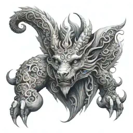 A Surreal Portrait Of A Mythical Creature With Intricate Details