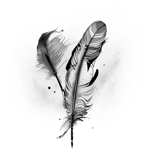 Feather Pen With A Spilled Ink Bottle