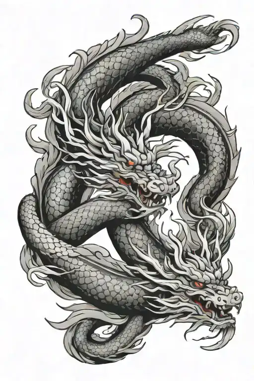 Japanese Dragon Intertwined