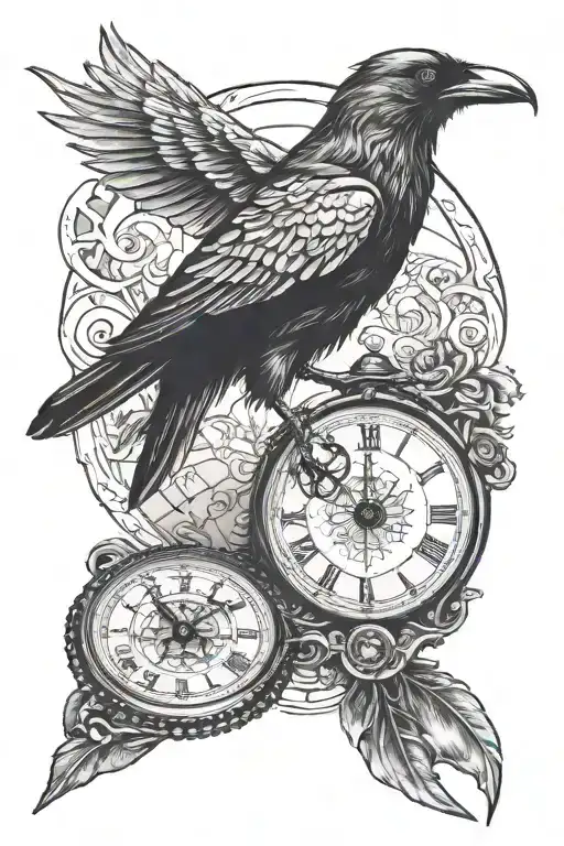 Eerie Crow Carrying Pocket Watch