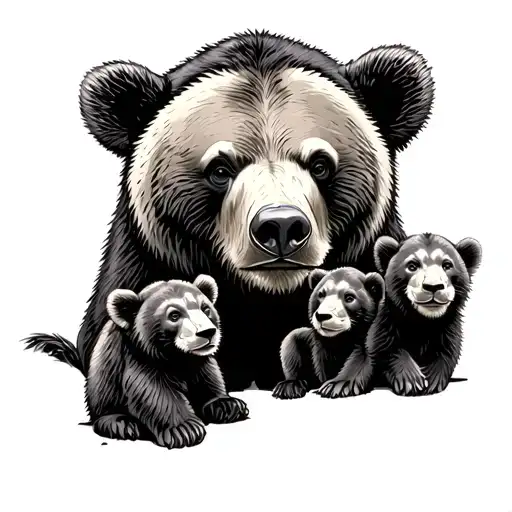Papa Bear And Cubs