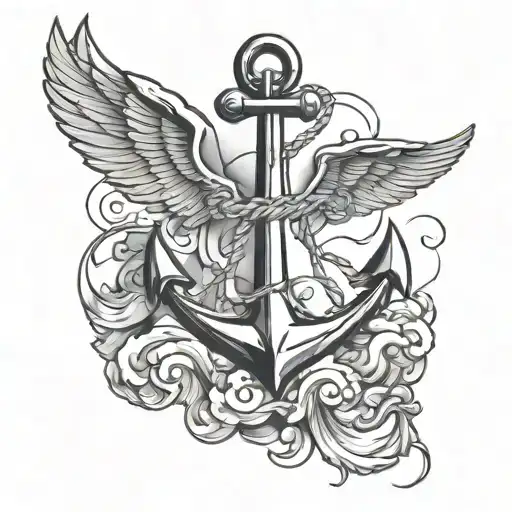 Anchor And Plane Flying In The Sky