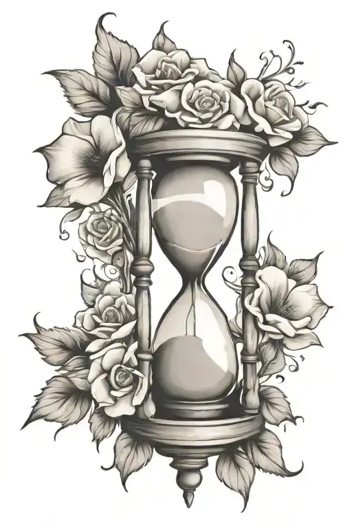 Hourglass And Flowers Intertwined