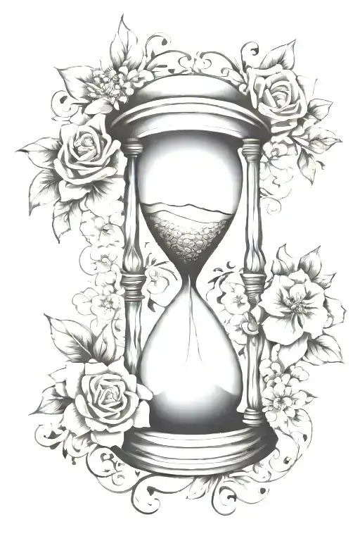Hourglass And Flowers Intertwined