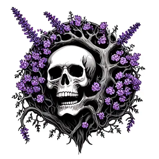 Poison Tree With Skull Around And Lavender Vines