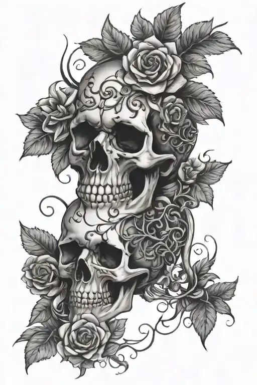 Skull Vines And Flowers Dark Fem