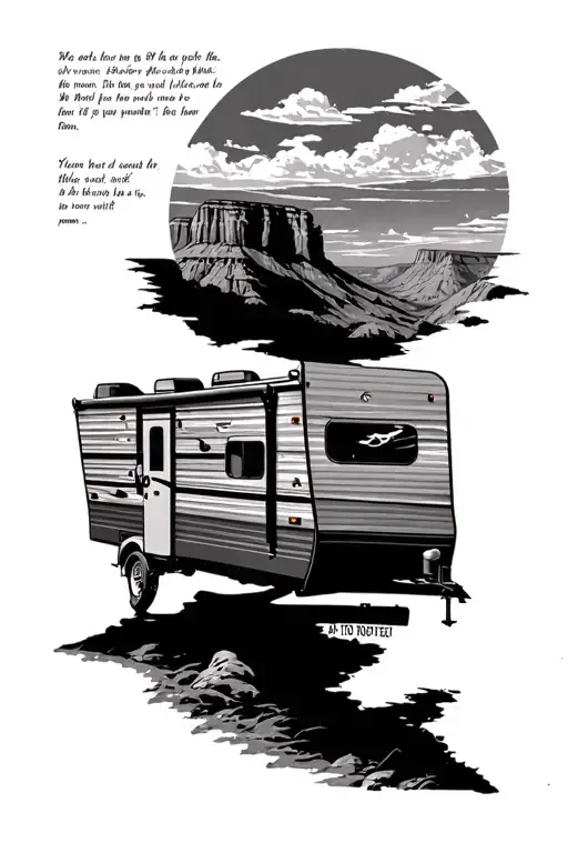 Grand Canyon And A Trailer With A Poem For Mom