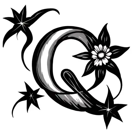 Q With Star And Blooming Line