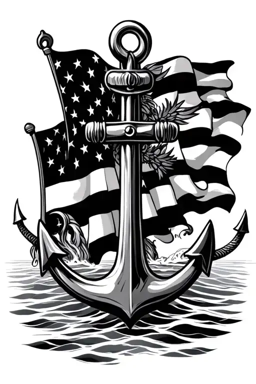 American Flag Navy Anchor Surrounded