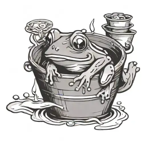 Cartoony Frog In A Bucket