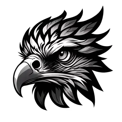 Eagle Face Using Polynesian Design