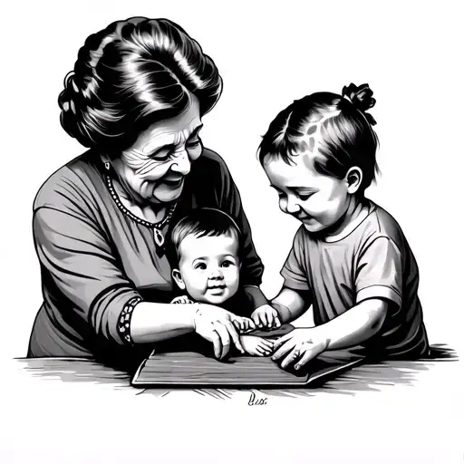 Grandma With Grandkids Playing With Your