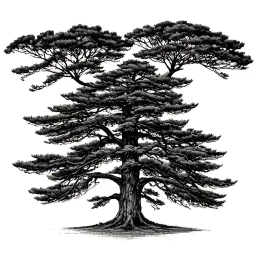 Australian Pine Tree With English Oak And Scottish Pine Either Side
