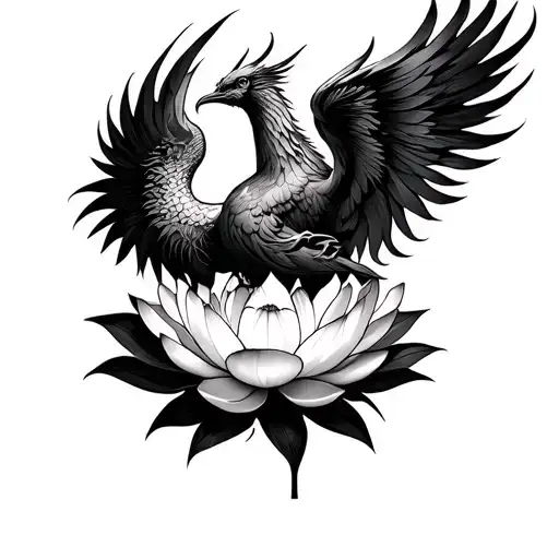 Phoenix Rising From Lotus Flower