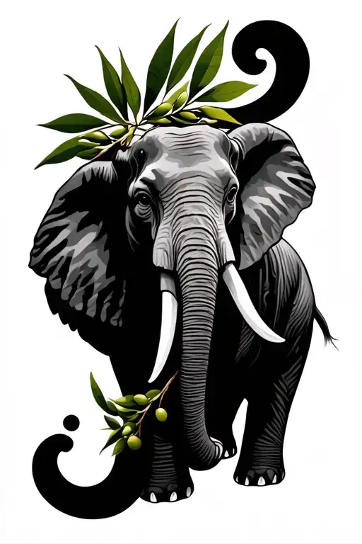 Elephant And Olive Branch Wrapped