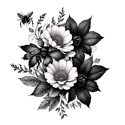 Floral Sleeve With Insects