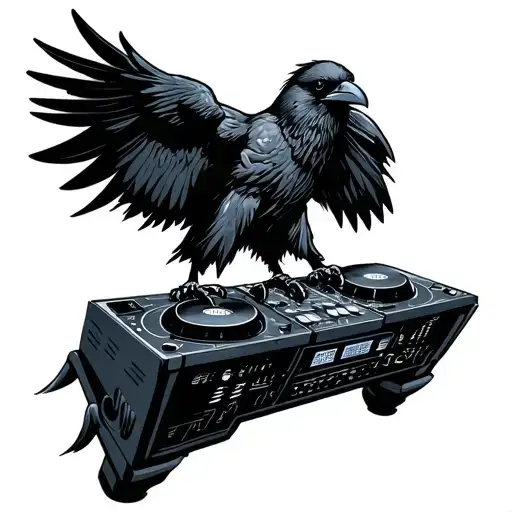 A Black Raven With Dj Decks