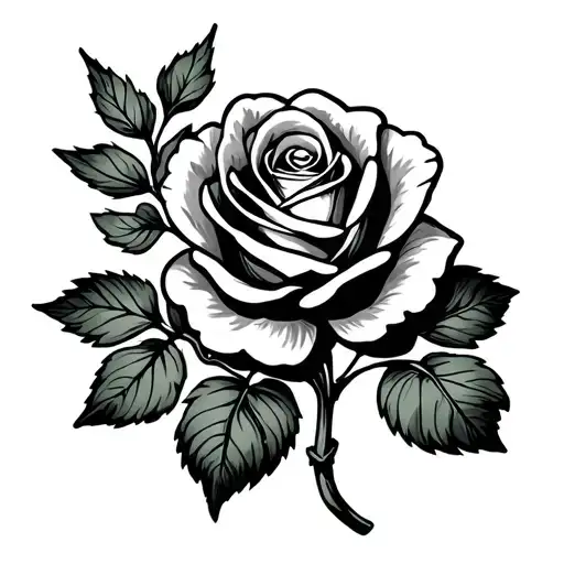 A Rose And Clover Together With A Willow Leaf Small