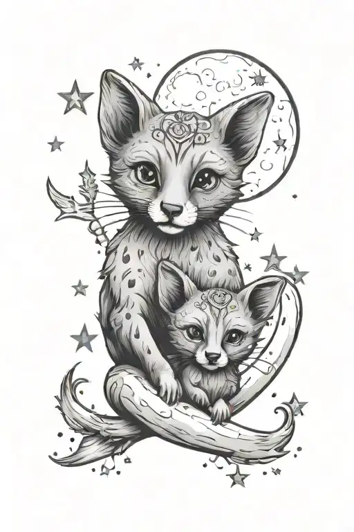 Moon And Stars Cute Animal Family Meaning Mum And Son