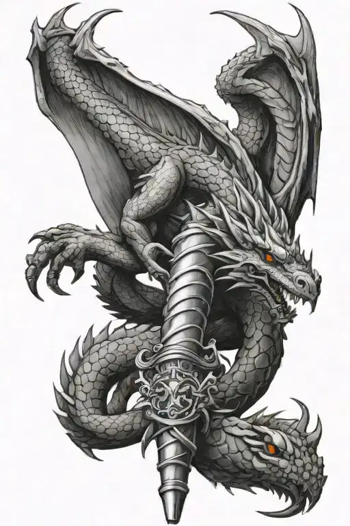 Dragon Wrapped Around Dagger Spine