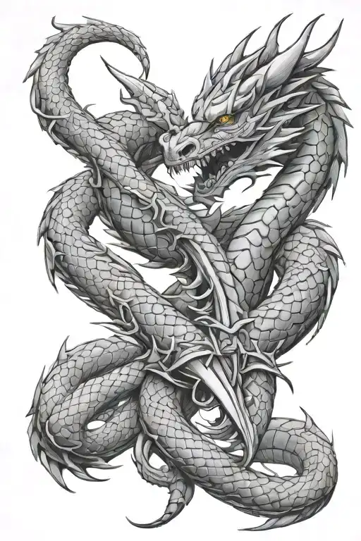Dragon Wrapped Around Dagger Spine