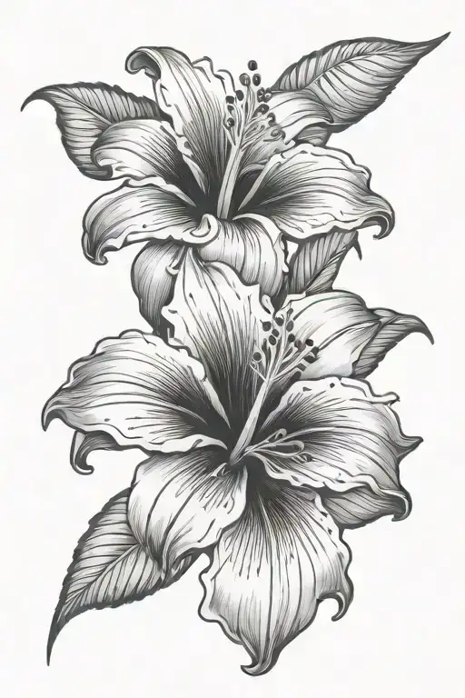 Lily And Hibiscus Flower Shoulder Tattoo Design Inspired