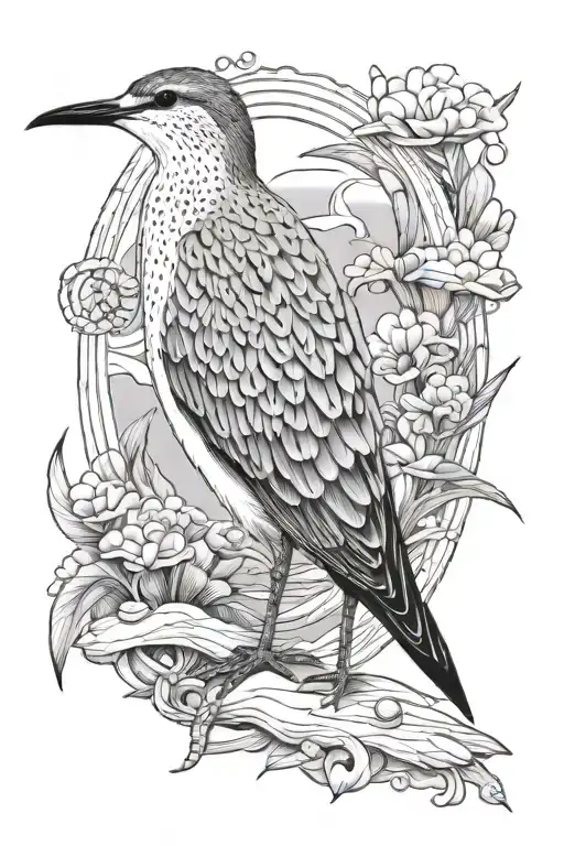 Nautical Tattoo Featuring A Sandpiper