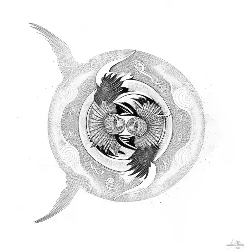 Phoenix Bird With Yin Yang