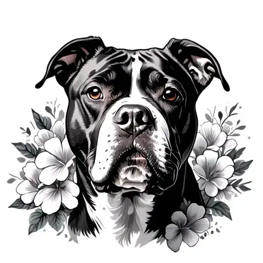 Pitbull With Flowers