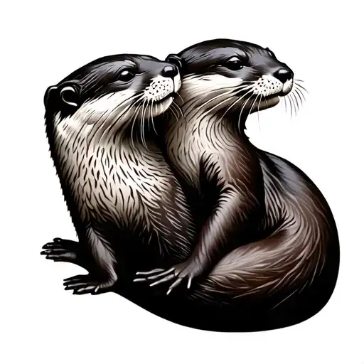 Two River Otters In Love
