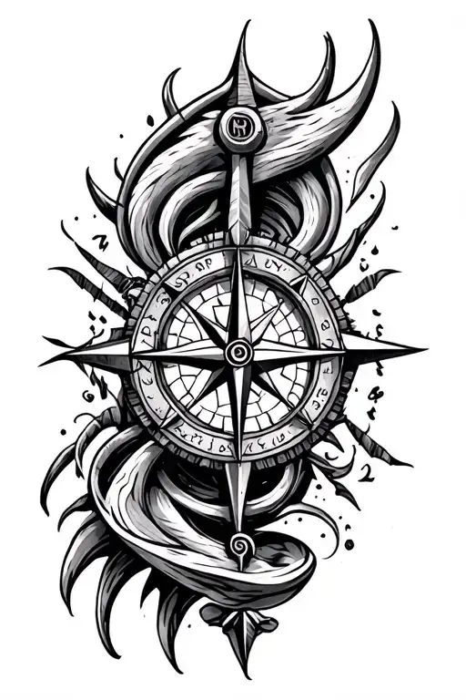 Viking Compass Surrounded By Various