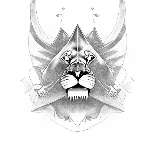 A Motivational Quote Surrounded By A Majestic Lion And A Powerful Shark