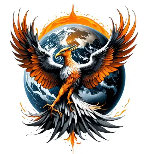 Phoenix And Earth Globe Surrounded