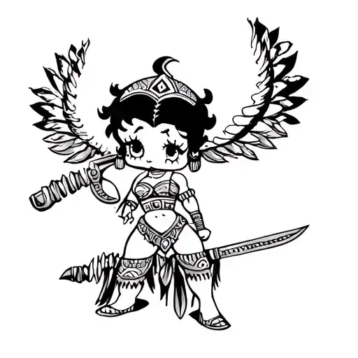 Betty Boop As A Mexican Aztec Warrior