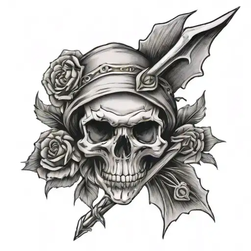 Beautiful Spear Piercing Skull