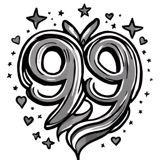 999 With Stars And Little Hearts Around It