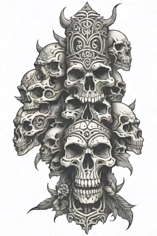 Totem Pole Of Animal Skulls Representing Dark Periods