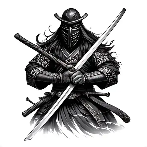 Masked Samurai With Katana Sword