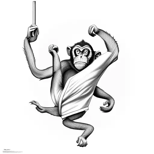 Silly Looking Monkey On A Karate Kimono Fighting