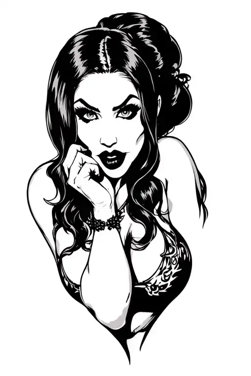 Chubby Slutty Goth Pin Up Girl Leaning