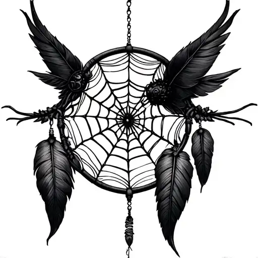 Spider Web Dream Catcher And Blackwidow