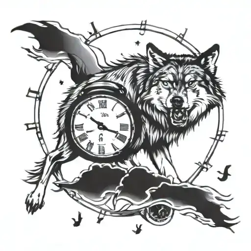 Wolf And Clock And Date And Time