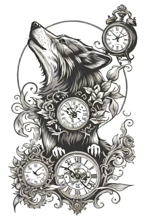 Wolf And Clock And Date And Time