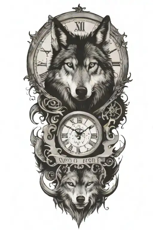 Wolf With 1 Clock Date And Name Written