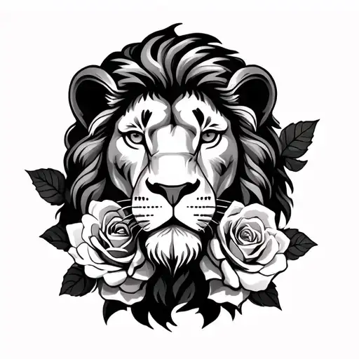 Lion And Roses Wrapped