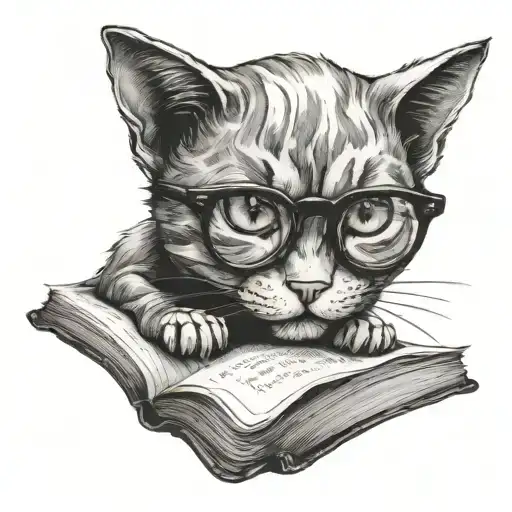 Cat Reading Book
